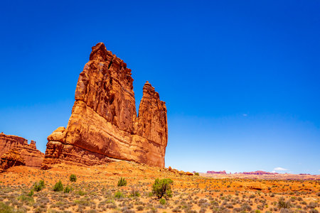 The Organ rock formation in Arches National Park, Utahの写真素材