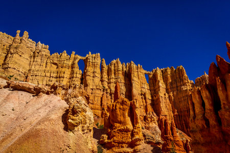 Wall of Windows in Bryce Amphitheater, Bryce Canyon National Park, Utahの写真素材