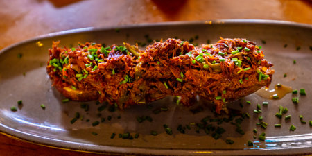 Ropa vieja is one of the Cuban national dishes, served with shredded stewed beef and vegetables.の写真素材