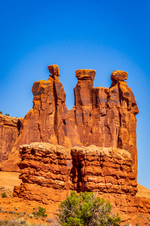 Three Gossips in Arches National Park, Utahの写真素材