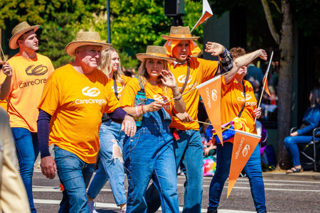 Portland, Oregon, USA - June 10, 2023: CareOregon in the Grand Floral Parade, during Portland Rose...