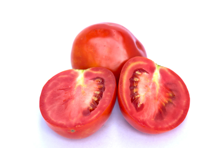 Image of tomato deer fabric lined up nicely . On a white backgroundの写真素材