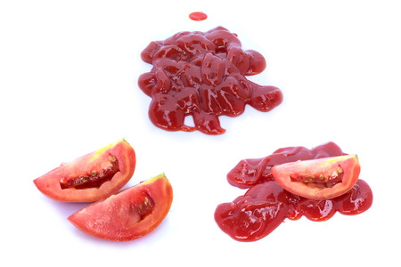 Image of tomato sauce in white background.Look deliciousの写真素材