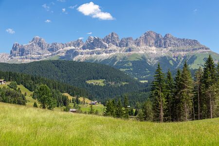 Magnificent summer panorama of the Catinaccio group.の写真素材