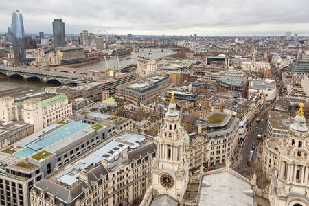 London,UK - January 2, 2020: Aerial view of London from St Pauls Cathedral on a cloudy dayのeditorial素材