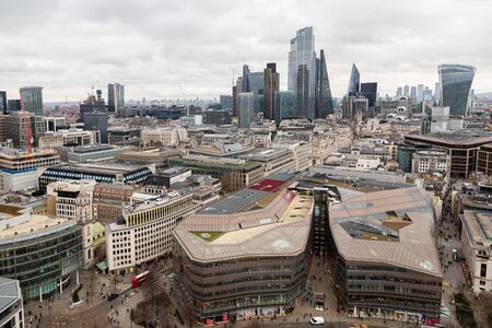 London,UK - January 2, 2020: Aerial view of London from St Pauls Cathedral on a cloudy dayのeditorial素材
