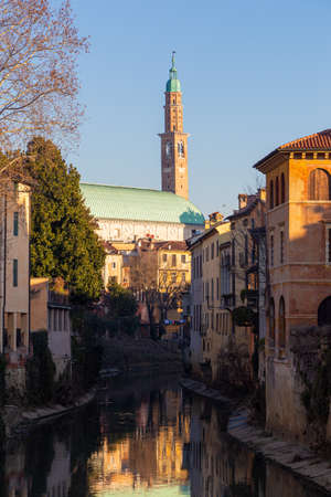 Vicenza, Italy - February 8, 2020: View of the Basilica Palladiana in Vicenza, Italy. The city of Palladio, from the name of the architect who designed most of his works here in the late Renaissanceのeditorial素材