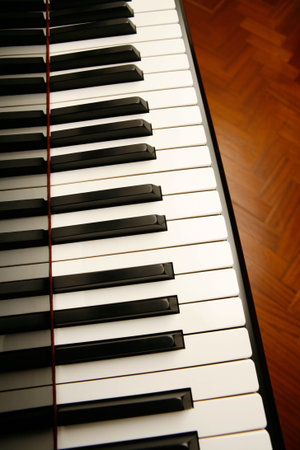 Close up of keys on a pianoの写真素材