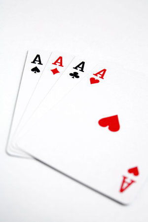 winning poker set against a isolated white background