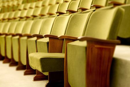empty theatre seats ready for a music concert or movie 