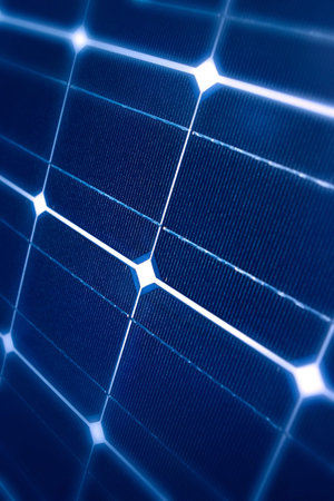 Modern Photovoltaic cells in a solar panel in a perspective view