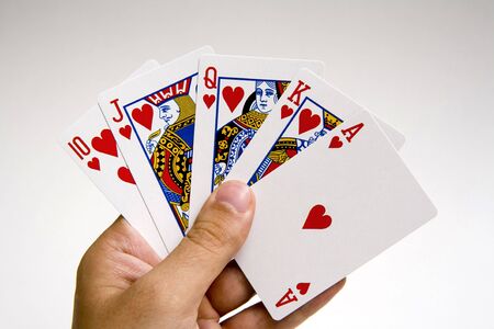 winning poker hand set against a isolated  white backgroundのeditorial素材