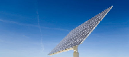 Solar panel against blue sky. Good for issues such as renewable energies, air pollution, global...