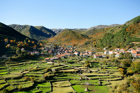 Geres, a old mountain village view at Portugalの写真素材