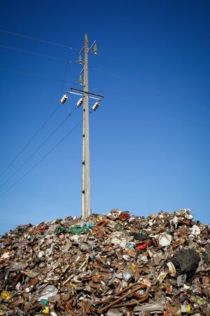 Pile of waste and trash for recycling or safe disposal, Great for recycle and environmental themes.