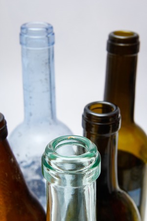 Used glass bottles detail, Great for recycle and environmental themes.の写真素材