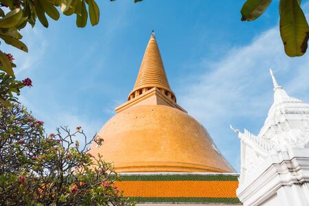Phra Pathom Chedi  Thai pagoda is in a public temple which located in Nakhon Pathom province Thailandの写真素材