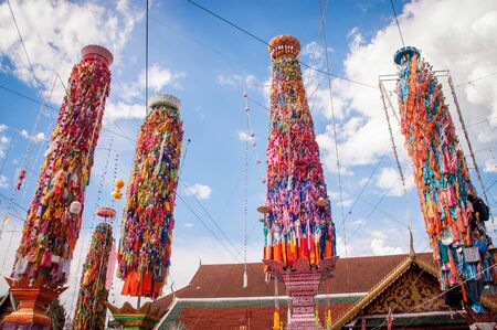 LAMPHUN THAILAND- SEPTEMBER 26 : Slakpat Lanna tradition at Wat Phra That Hariphunchai on September 26, 2015 in Lamphun, Thailand.のeditorial素材