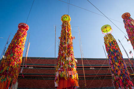 LAMPHUN THAILAND- SEPTEMBER 26 : Slakpat Lanna tradition at Wat Phra That Hariphunchai on September 26, 2015 in Lamphun, Thailand.のeditorial素材