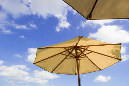 big umbrella at outdoor restaurantの写真素材