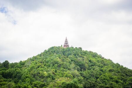 unfinished pagoda on hill with sky and cloud sceneの写真素材