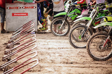 CHIANGMAI THAILAND - FEBRUARY 21: Unidentified riders in  CMRU cycle cross 2016 on Feb 21, 2016 in Sanpatong district, Chiang Mai, Thailand.のeditorial素材