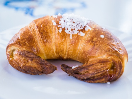 A butter croissant with saltの写真素材