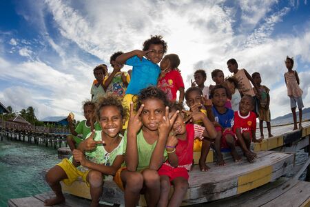 The kids of Arborek villageRaja Ampat Indonesia.They are so friendly and live in the most peaceful place in the world.のeditorial素材