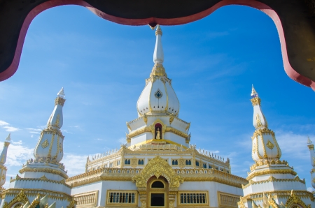 pagoda chaimongkol at roiet province in thailandの写真素材