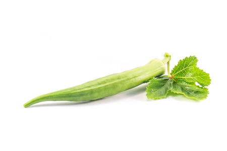 Okra isolated on white backgroundの写真素材