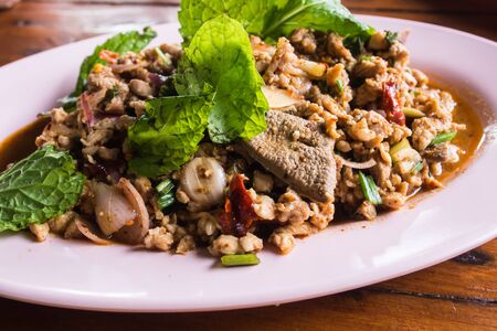 spicy minced pork, thai food menuの写真素材