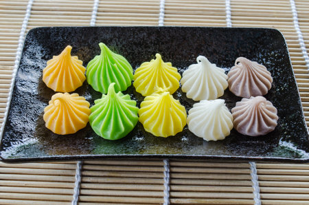 thai sweet dessert. Aalaw candy made from wheat flour, chickpea flour, coconut, sugar and food...