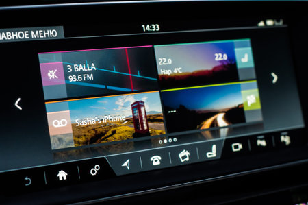 MOSCOW, RUSSIA - DECEMBER 17, 2017 JAGUAR XE R-Sport sedan car, interior view. Test of new car -...
