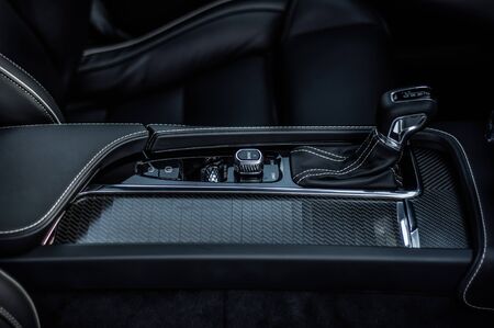 MOSCOW, RUSSIA - JULY 21, 2017 VOLVO S90 R-DESIGN T6, interior view. Test of new swedish car - Volvo S90 sedan. This car is AWD sedan with business-class saloon and T6 engine. R-Design.のeditorial素材