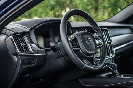 MOSCOW, RUSSIA - JULY 21, 2017 VOLVO S90 R-DESIGN T6, interior view. Test of new swedish car - Volvo...