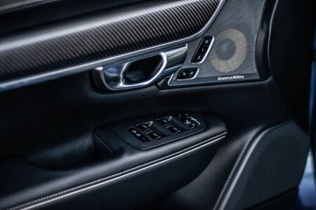 MOSCOW, RUSSIA - JULY 21, 2017 VOLVO S90 R-DESIGN T6, interior view. Test of new swedish car - Volvo S90 sedan. This car is AWD sedan with business-class saloon and T6 engine. R-Design.のeditorial素材