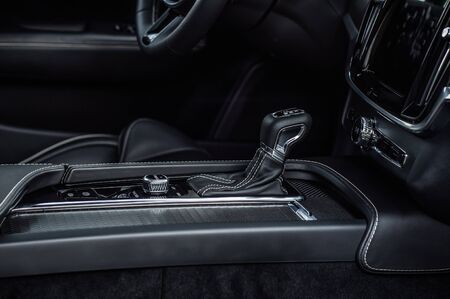 MOSCOW, RUSSIA - JULY 21, 2017 VOLVO S90 R-DESIGN T6, interior view. Test of new swedish car - Volvo S90 sedan. This car is AWD sedan with business-class saloon and T6 engine. R-Design.のeditorial素材