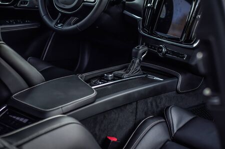 MOSCOW, RUSSIA - JULY 21, 2017 VOLVO S90 R-DESIGN T6, interior view. Test of new swedish car - Volvo S90 sedan. This car is AWD sedan with business-class saloon and T6 engine. R-Design.のeditorial素材
