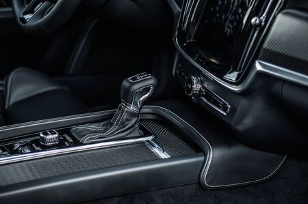 MOSCOW, RUSSIA - JULY 21, 2017 VOLVO S90 R-DESIGN T6, interior view. Test of new swedish car - Volvo S90 sedan. This car is AWD sedan with business-class saloon and T6 engine. R-Design.のeditorial素材