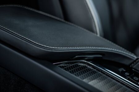 MOSCOW, RUSSIA - JULY 21, 2017 VOLVO S90 R-DESIGN T6, interior view. Test of new swedish car - Volvo S90 sedan. This car is AWD sedan with business-class saloon and T6 engine. R-Design.のeditorial素材