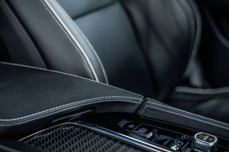 MOSCOW, RUSSIA - JULY 21, 2017 VOLVO S90 R-DESIGN T6, interior view. Test of new swedish car - Volvo S90 sedan. This car is AWD sedan with business-class saloon and T6 engine. R-Design.のeditorial素材