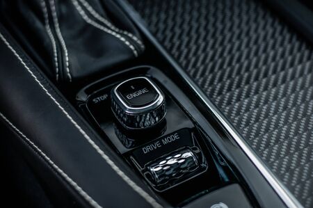 MOSCOW, RUSSIA - JULY 21, 2017 VOLVO S90 R-DESIGN T6, interior view. Test of new swedish car - Volvo S90 sedan. This car is AWD sedan with business-class saloon and T6 engine. R-Design.のeditorial素材
