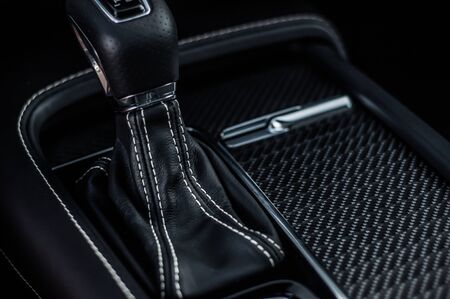 MOSCOW, RUSSIA - JULY 21, 2017 VOLVO S90 R-DESIGN T6, interior view. Test of new swedish car - Volvo S90 sedan. This car is AWD sedan with business-class saloon and T6 engine. R-Design.のeditorial素材