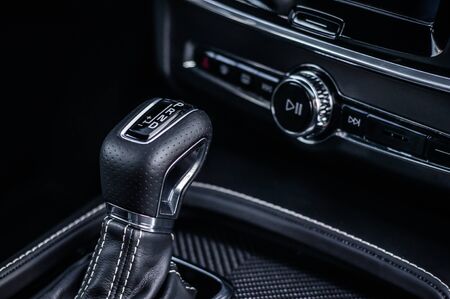 MOSCOW, RUSSIA - JULY 21, 2017 VOLVO S90 R-DESIGN T6, interior view. Test of new swedish car - Volvo S90 sedan. This car is AWD sedan with business-class saloon and T6 engine. R-Design.のeditorial素材
