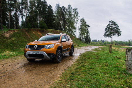 MOSCOW, RUSSIA - MAY 08, 2021 Renault Duster second generation. Compact SUV car also called Dacia...