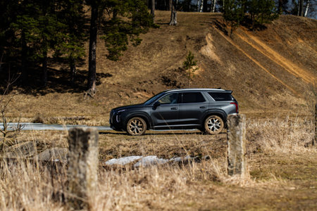 MOSCOW, RUSSIA - APRIL 10, 2021 Hyundai Palisade LX2 exterior view. Hyundai Palisade exterior front...