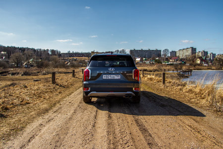 MOSCOW, RUSSIA - APRIL 10, 2021 Hyundai Palisade LX2 exterior view. Hyundai Palisade exterior back...