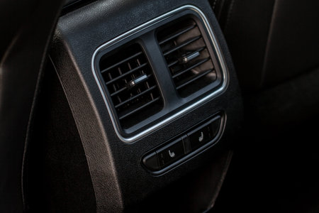 Car air conditioning close up view. The air conditioner flow inside the car. Detail interior of car....
