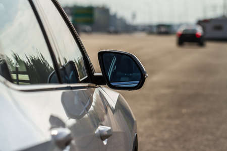 Rear view mirror of a modern car.の写真素材