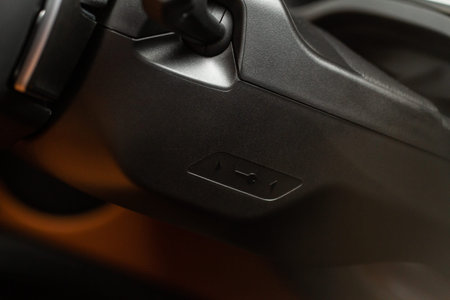 remote control key in vehicle interior. Modern car remote control key.